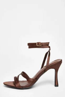 Quiz Shoe & Bag Sets|Heels>Brown Strappy Heels