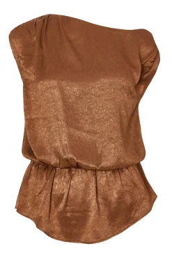 Quiz Going Out Tops|Tops>Brown Textured Satin Top