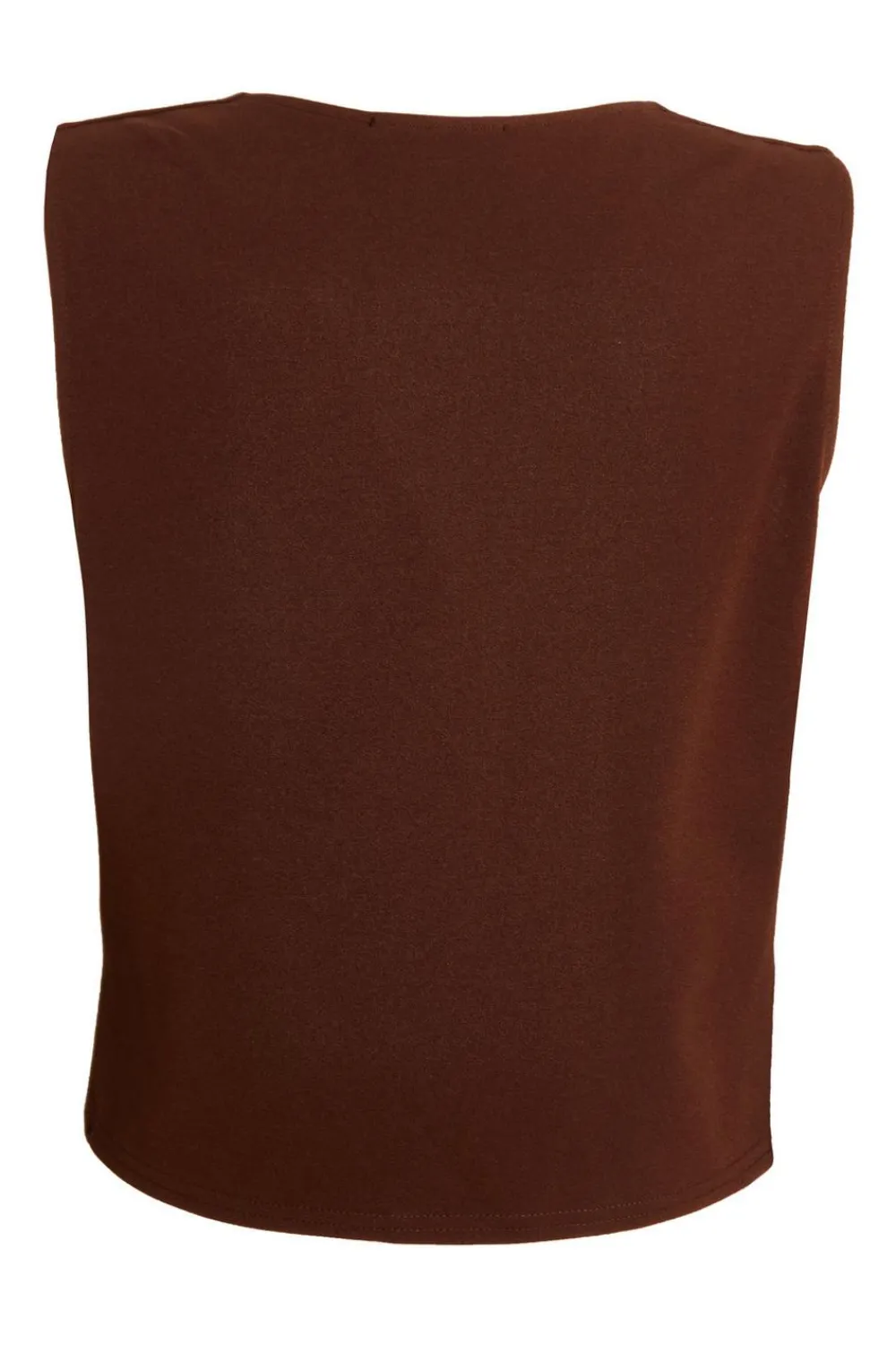 Quiz Waistcoat|Tops>Brown Tie Up Sleeveless Waistcoat