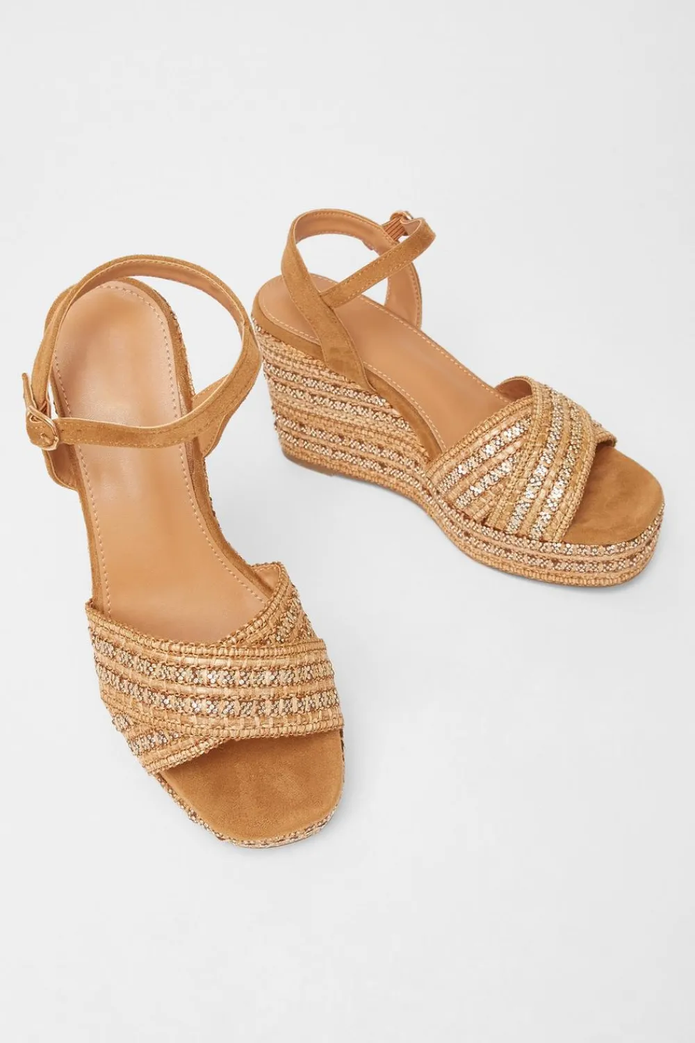 Quiz Wedges|Sandals>Cross Strap Embellished Wedges