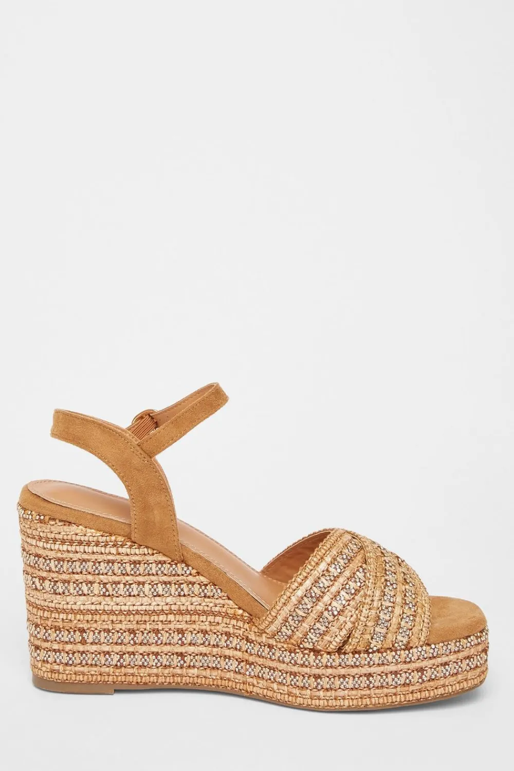 Quiz Wedges|Sandals>Cross Strap Embellished Wedges