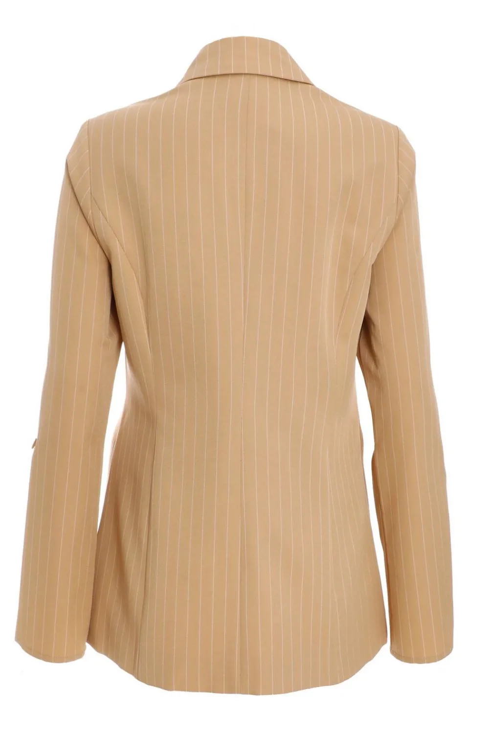 Quiz Workwear|Jackets & Coats>Camel Pinstripe Ruched Sleeve Blazer