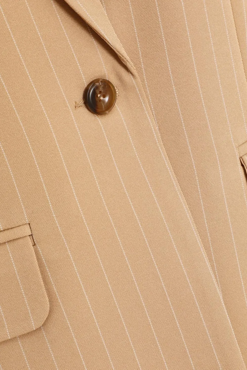 Quiz Workwear|Jackets & Coats>Camel Pinstripe Ruched Sleeve Blazer