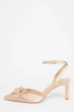 Quiz Occasion Shoes|Heels>Champagne Floral Court Heels