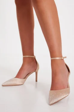 Quiz Occasion Shoes|Heels>Satin Diamante Court Heels