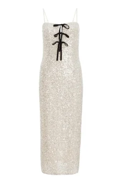 Quiz Prom Dresses|Occasion Dresses>Champagne Sequin Bow Front Midaxi Dress