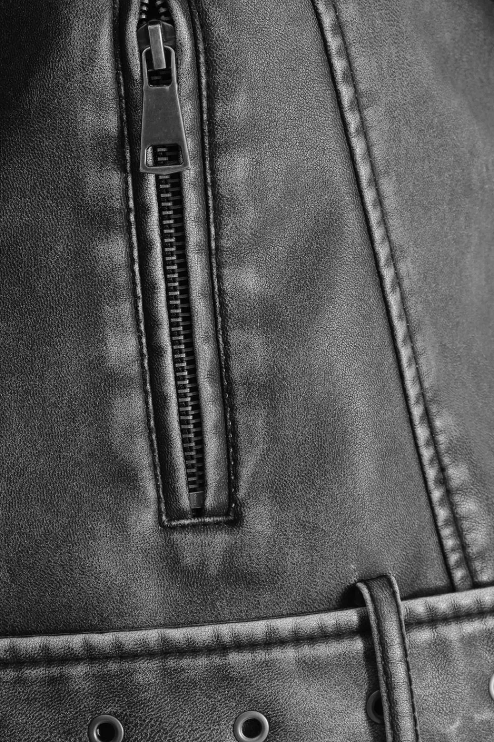 Quiz Modest|Jackets & Coats>Charcoal Faux Leather Oversized Biker Jacket