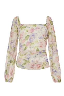 Quiz Summer Tops|Going Out Tops>Chiffon Floral Long Sleeve Top