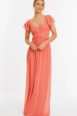 Quiz Prom Dresses|Prom & Ball>Coral Chiffon Backless Maxi dress
