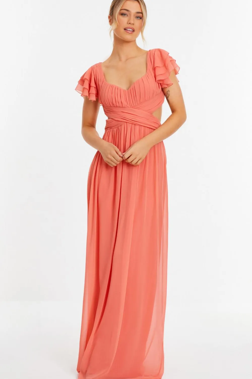 Quiz Prom Dresses|Prom & Ball>Coral Chiffon Backless Maxi dress