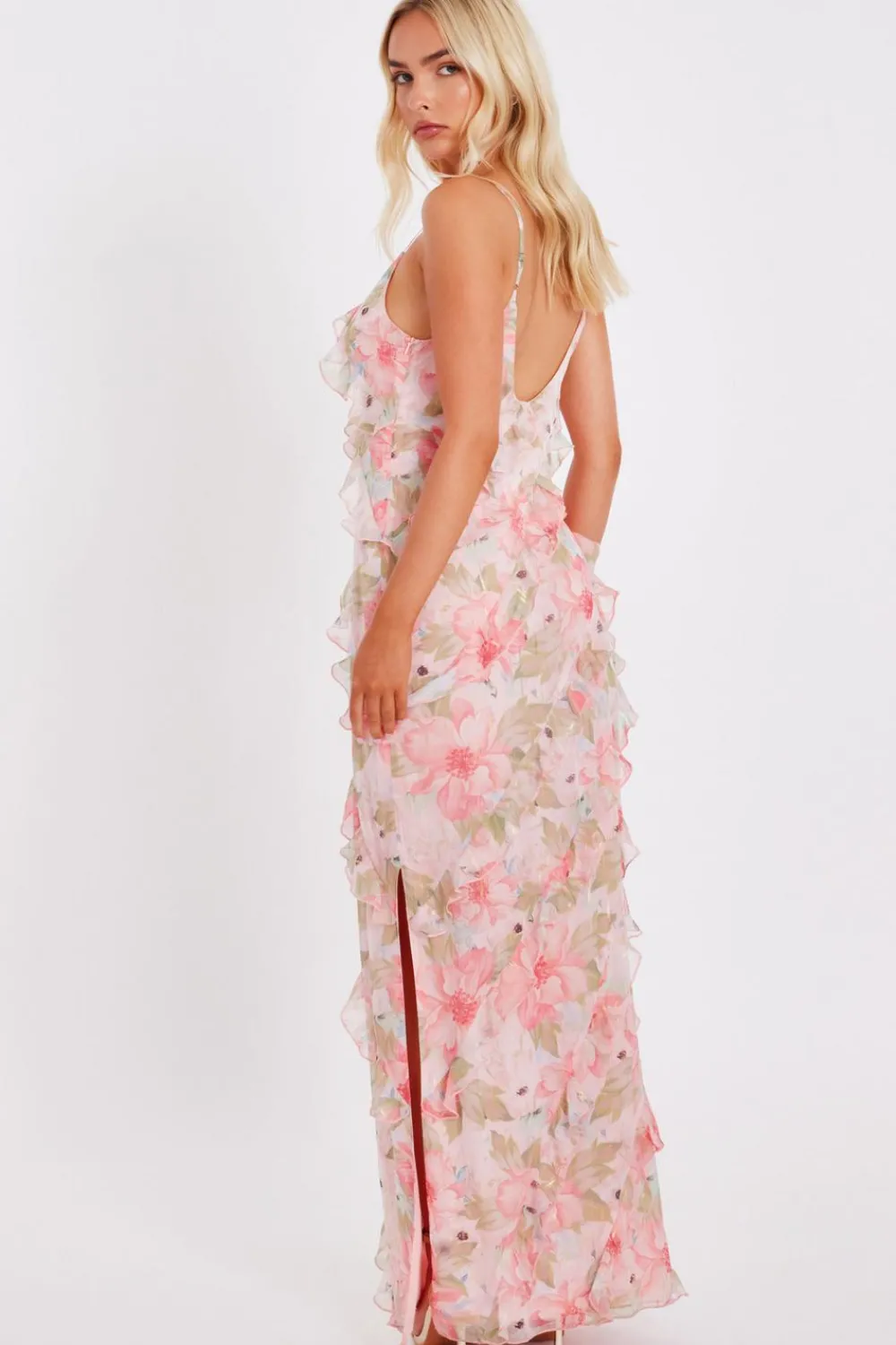 Quiz Prom Dresses|Prom & Ball>Coral Chiffon Floral Maxi Dress