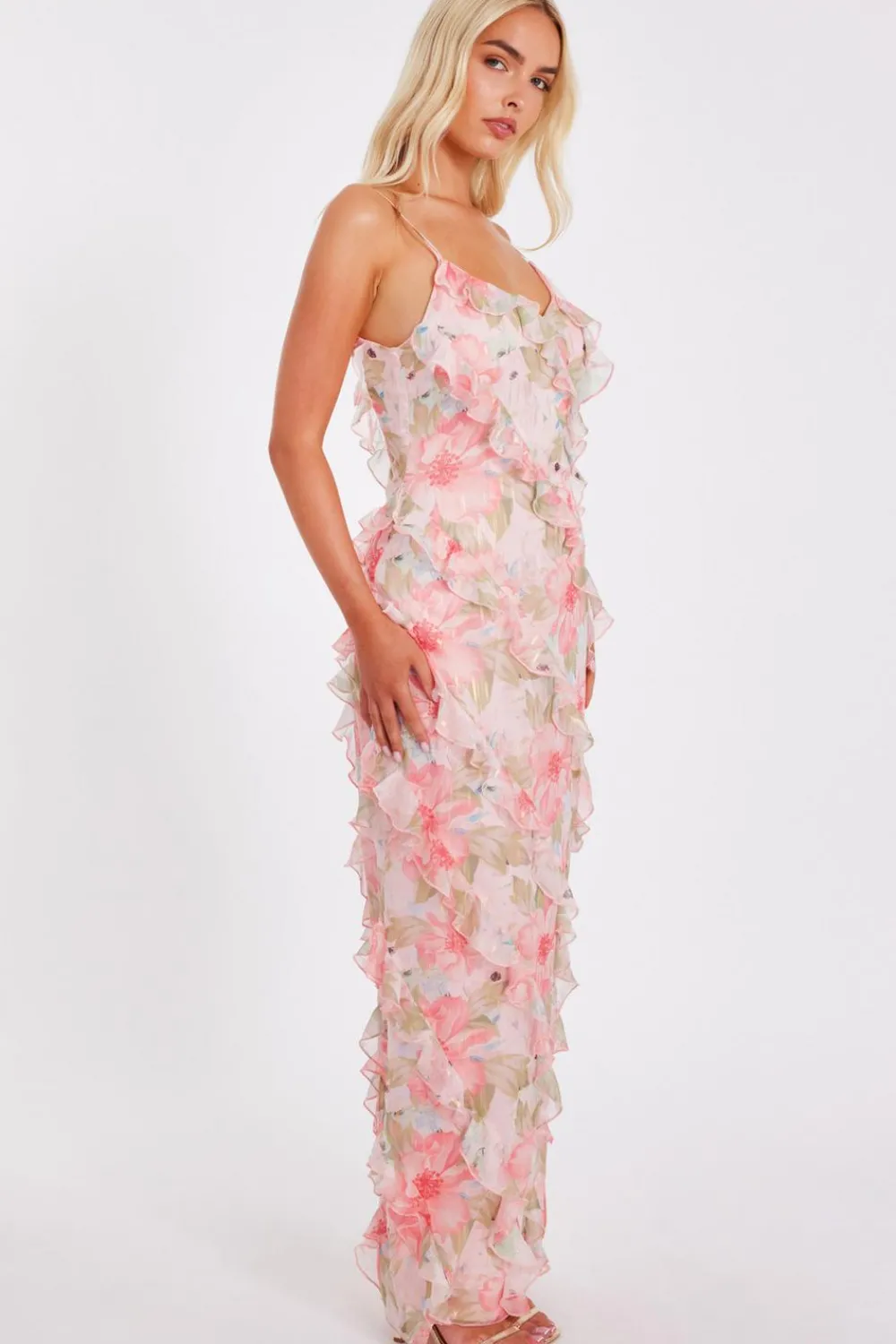 Quiz Prom Dresses|Prom & Ball>Coral Chiffon Floral Maxi Dress