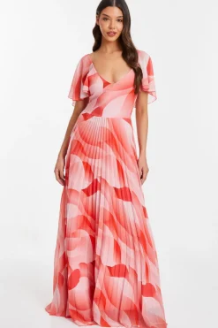 Quiz Prom Dresses|Prom & Ball>Coral Chiffon Pleated Maxi Dress