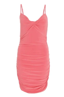 Quiz Holiday|Mini Dresses>Coral Twist Front Bodycon Mini Dress
