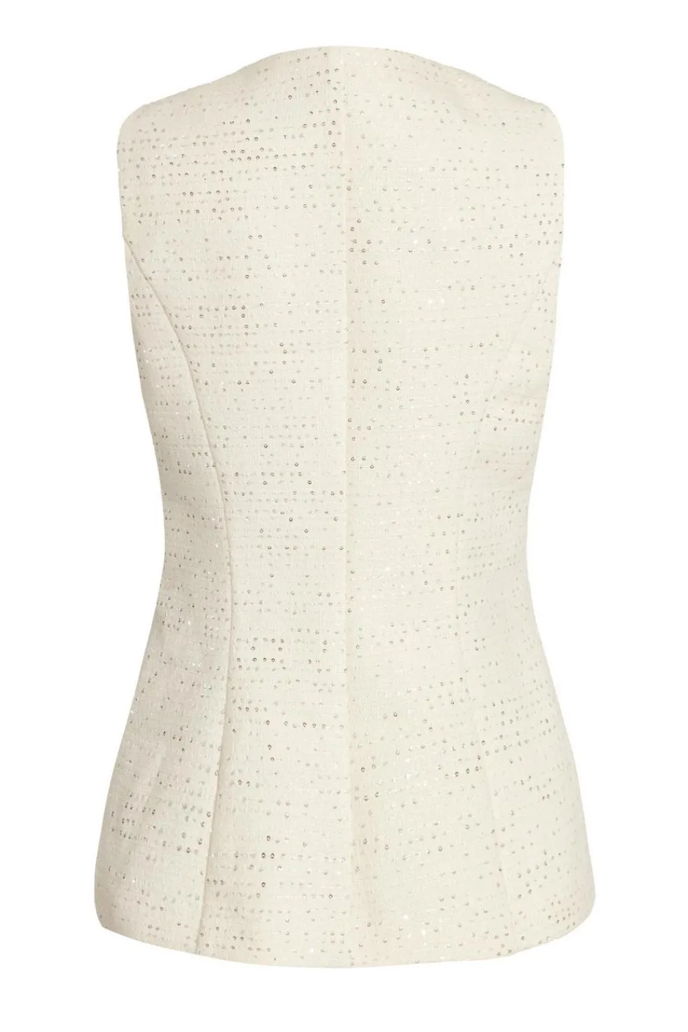 Quiz Waistcoat|Going Out Tops>Cream Boucle Sequin Waistcoat