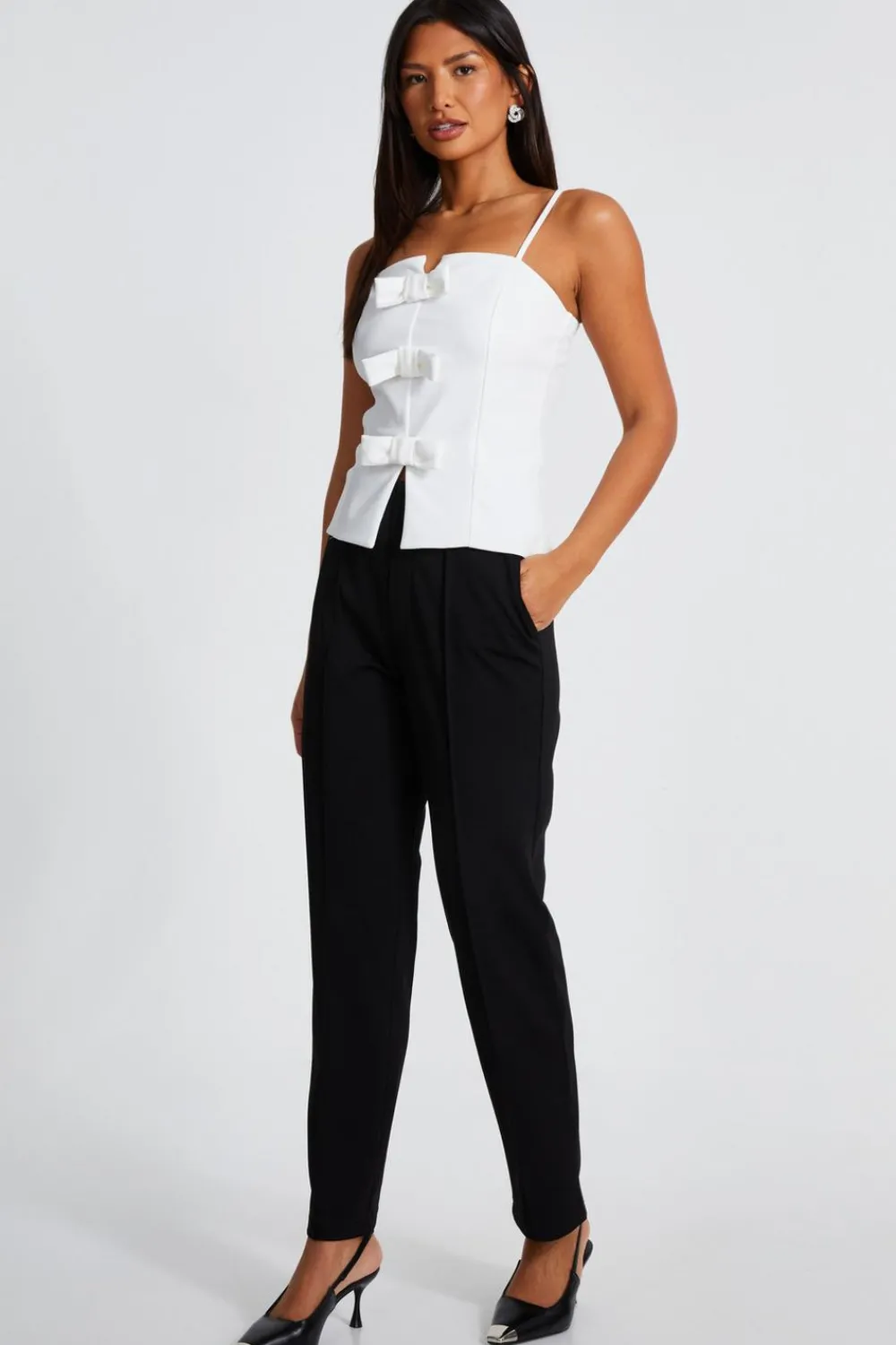 Quiz Going Out Tops|Day Tops>Bow Front Strappy Top