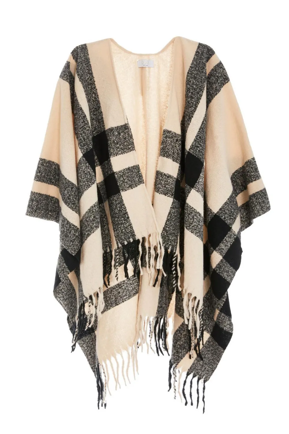 Quiz Capes & Ponchos>Check Print Tassel Cape