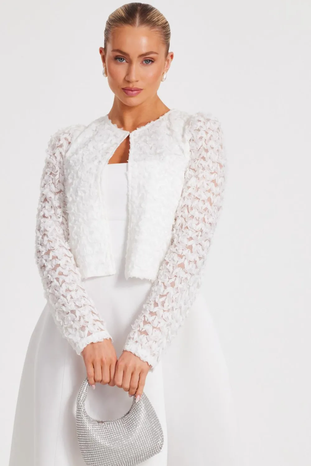 Quiz Day At The Races|Christening Guest>Chiffon Floral Cropped Jacket
