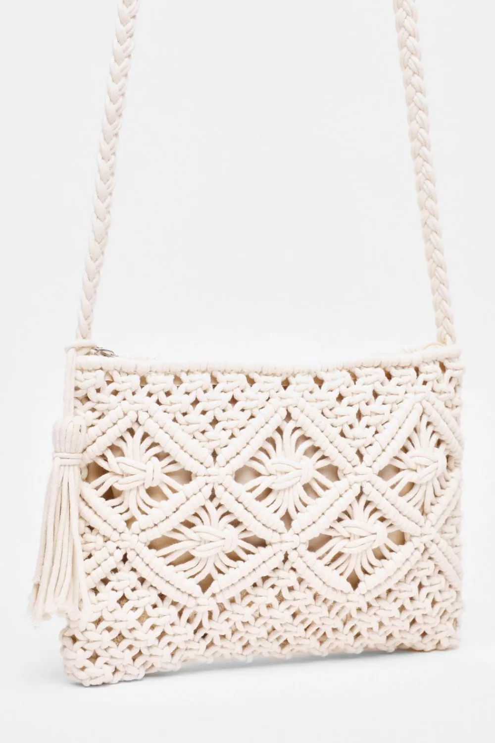 Quiz Holiday Accessories|Bags>Cream Crochet Cross Body Bag