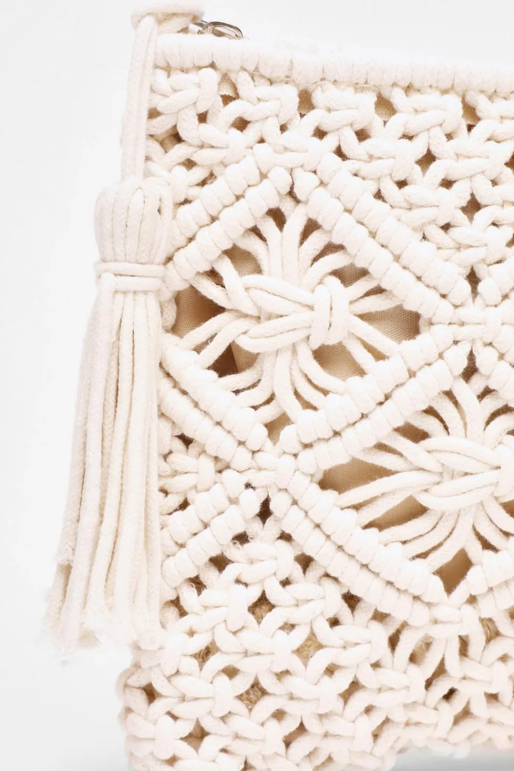 Quiz Holiday Accessories|Bags>Cream Crochet Cross Body Bag