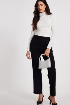Quiz Workwear|Knitwear>Diamante Turtle Neck Jumper