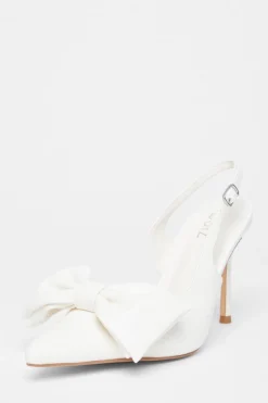 Quiz Occasion Shoes|Heels>Faux Leather Bow Court Heels