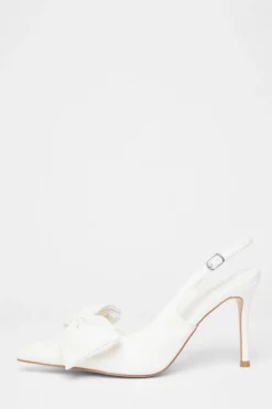Quiz Occasion Shoes|Heels>Faux Leather Bow Court Heels
