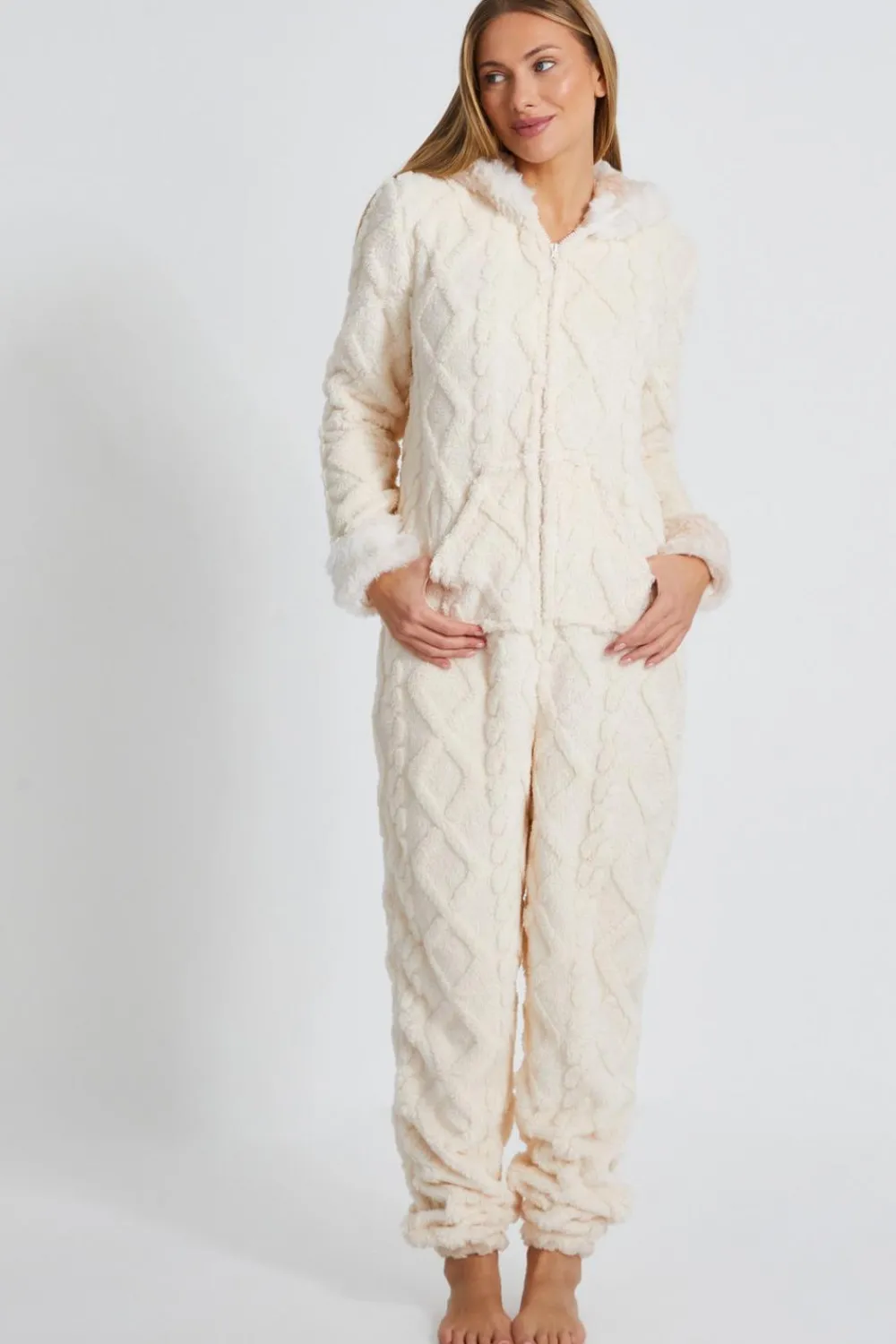 Quiz Nightwear>Cream Fleece Onesie