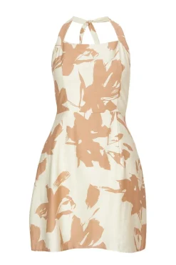 Quiz Summer Clothes|Holiday>Cream Floral Halter Neck Dress