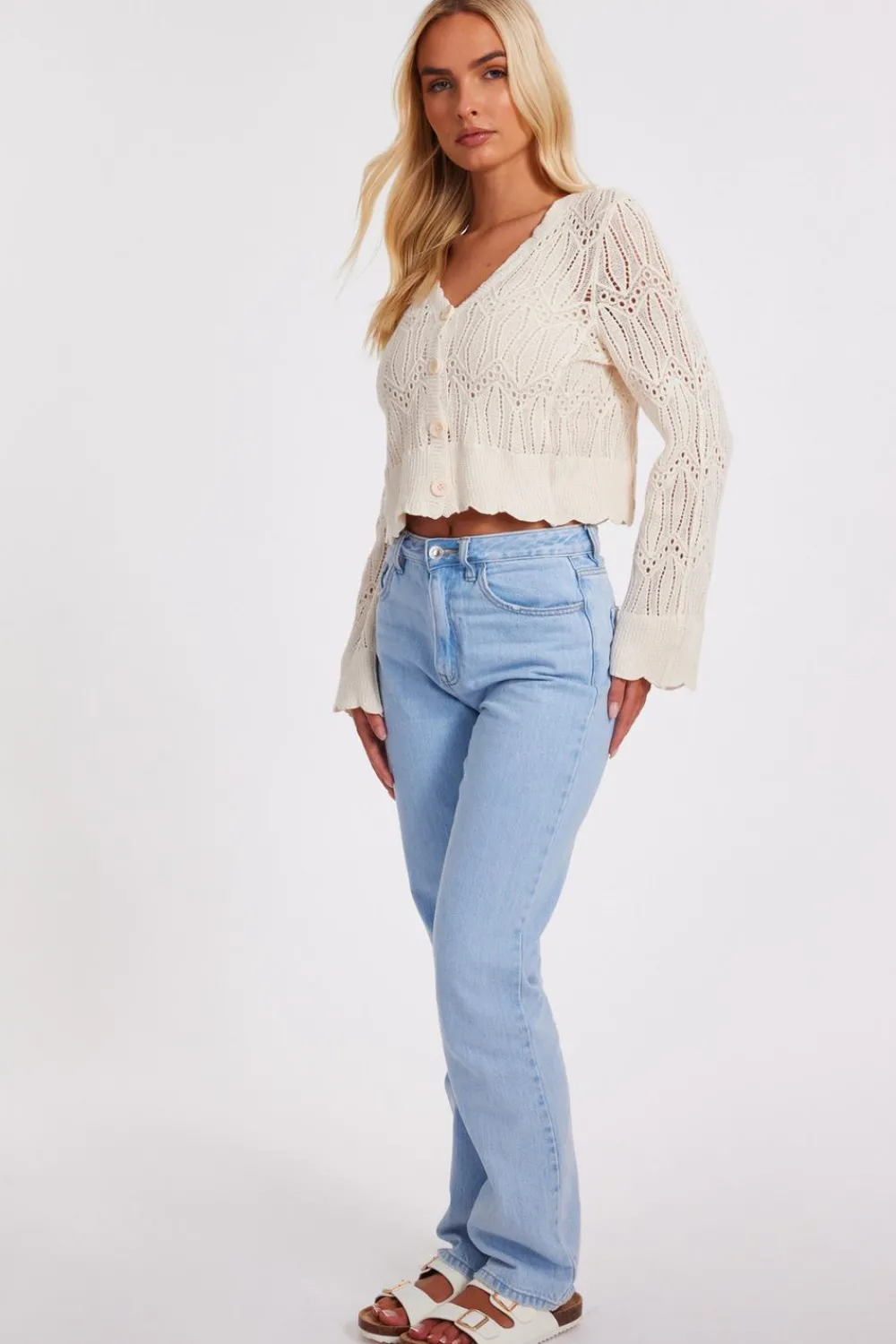 Quiz Summer Clothes|Knitwear>Knit Cropped Cardigan