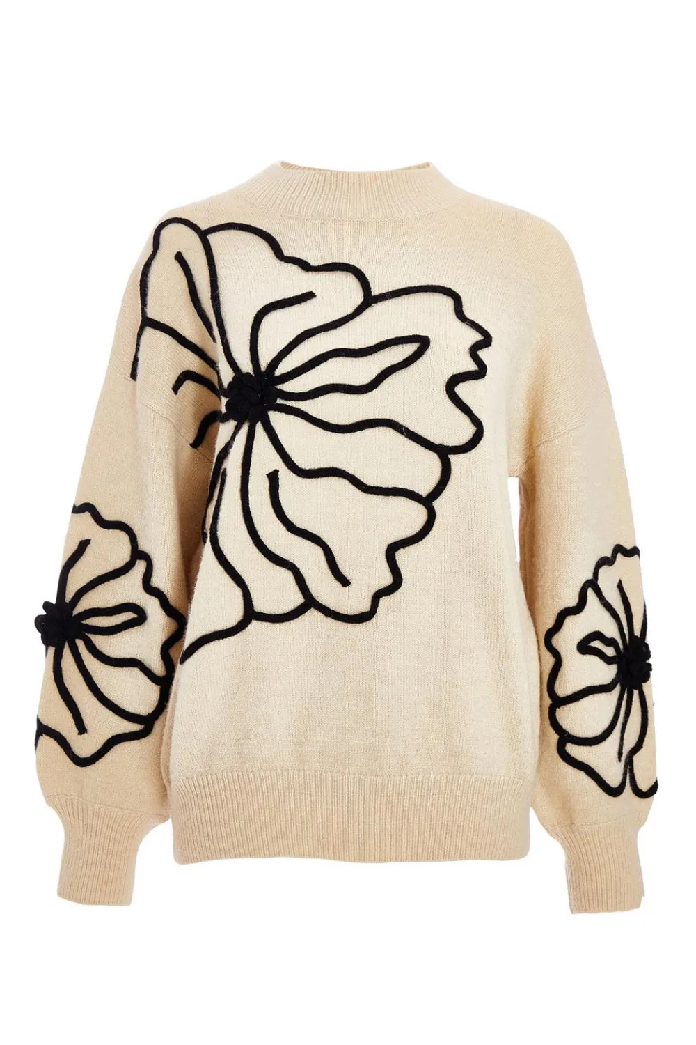 Quiz Knitwear|Jumpers>Cream Knit Floral Jumper