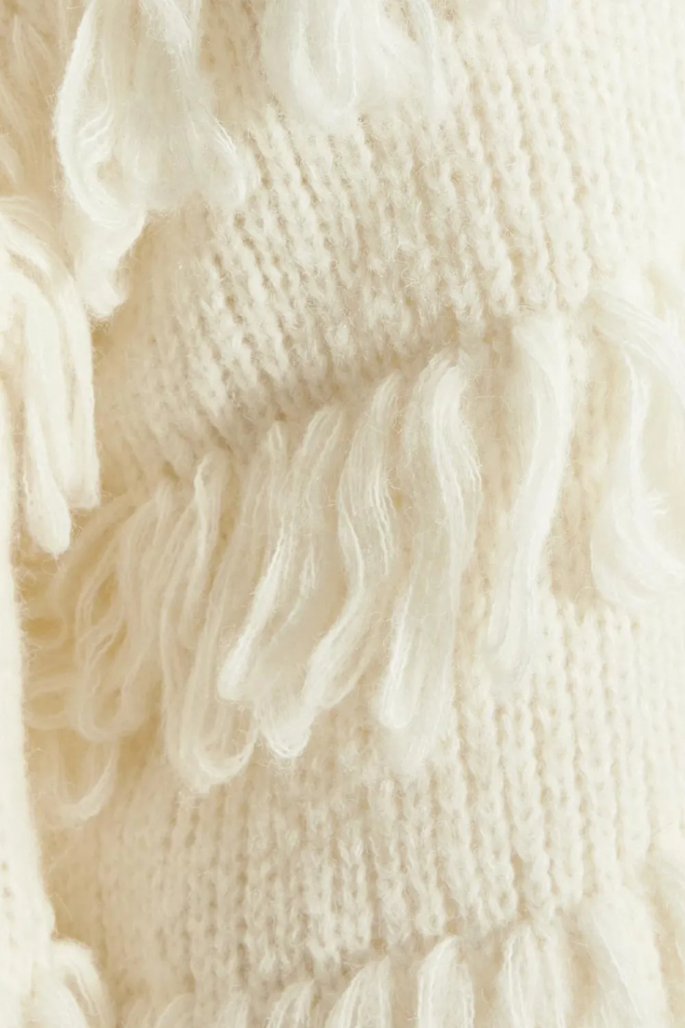 Quiz Knitwear|Jumpers>Cream Knit Fringe Detail Jumper