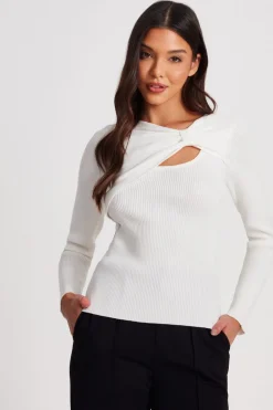 Quiz Going Out Tops|Workwear>Knitted Bow Detail Top