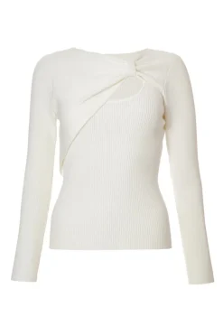 Quiz Going Out Tops|Workwear>Knitted Bow Detail Top