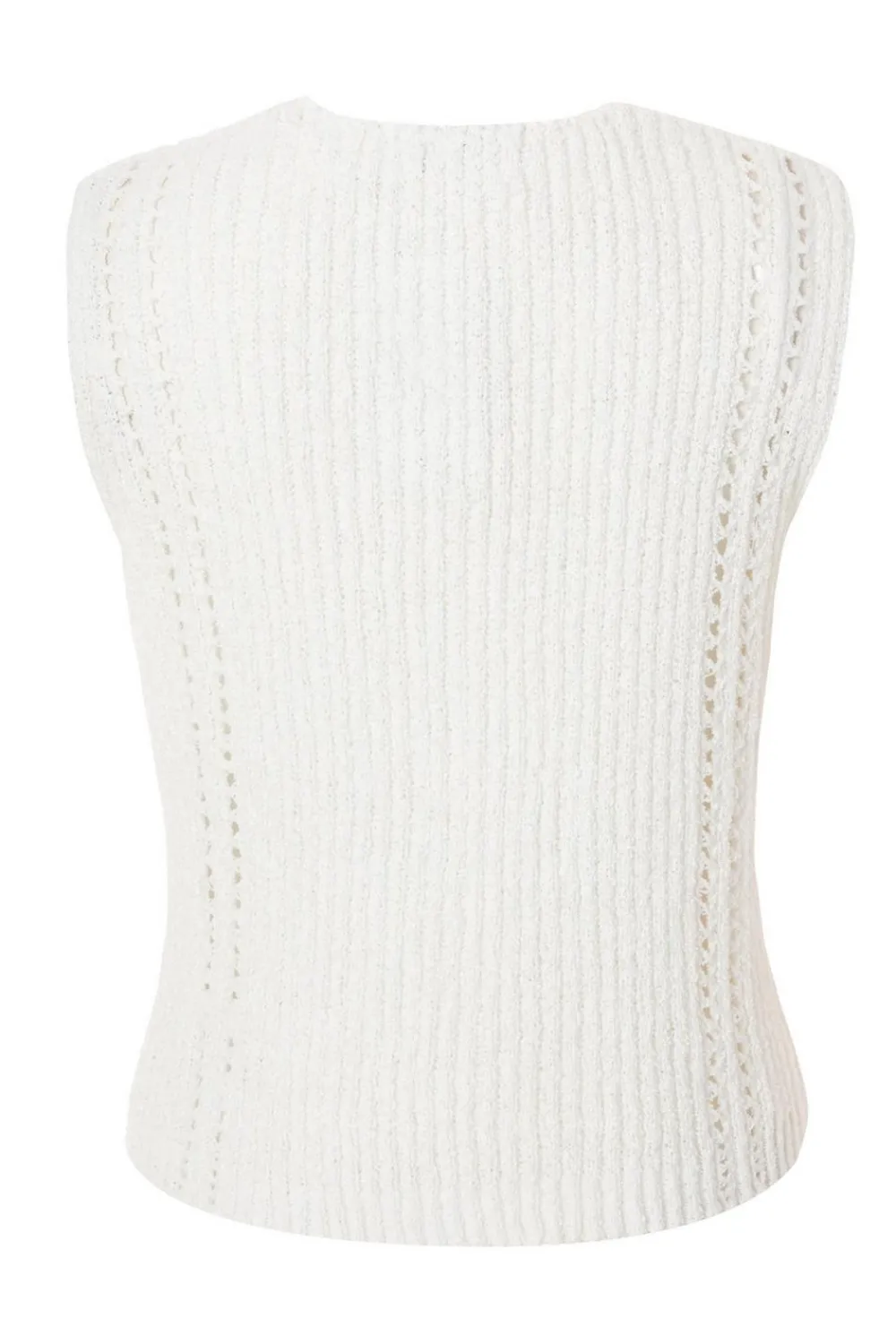 Quiz Summer Tops|Day Tops>Cream Knitted Button Front Top