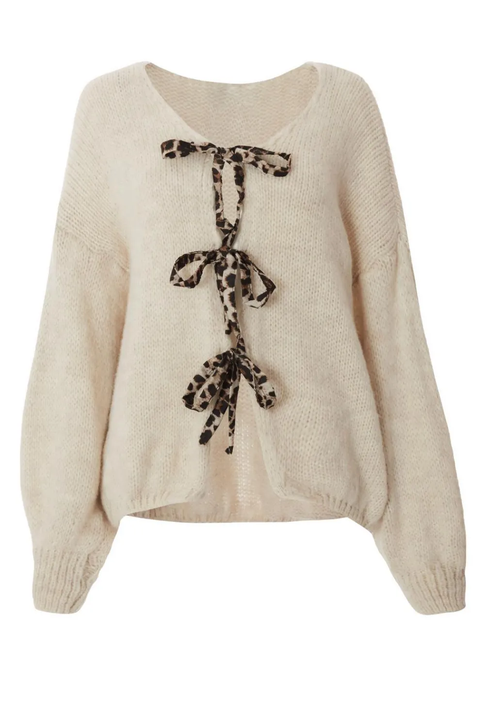 Quiz Tops|Knitwear>Cream Knitted Tie Front Cardigan