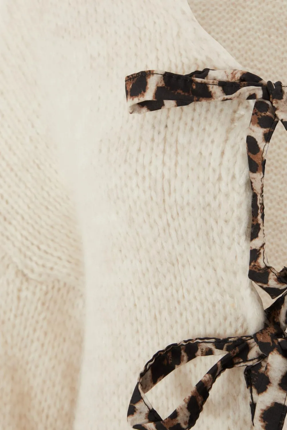 Quiz Tops|Knitwear>Cream Knitted Tie Front Cardigan