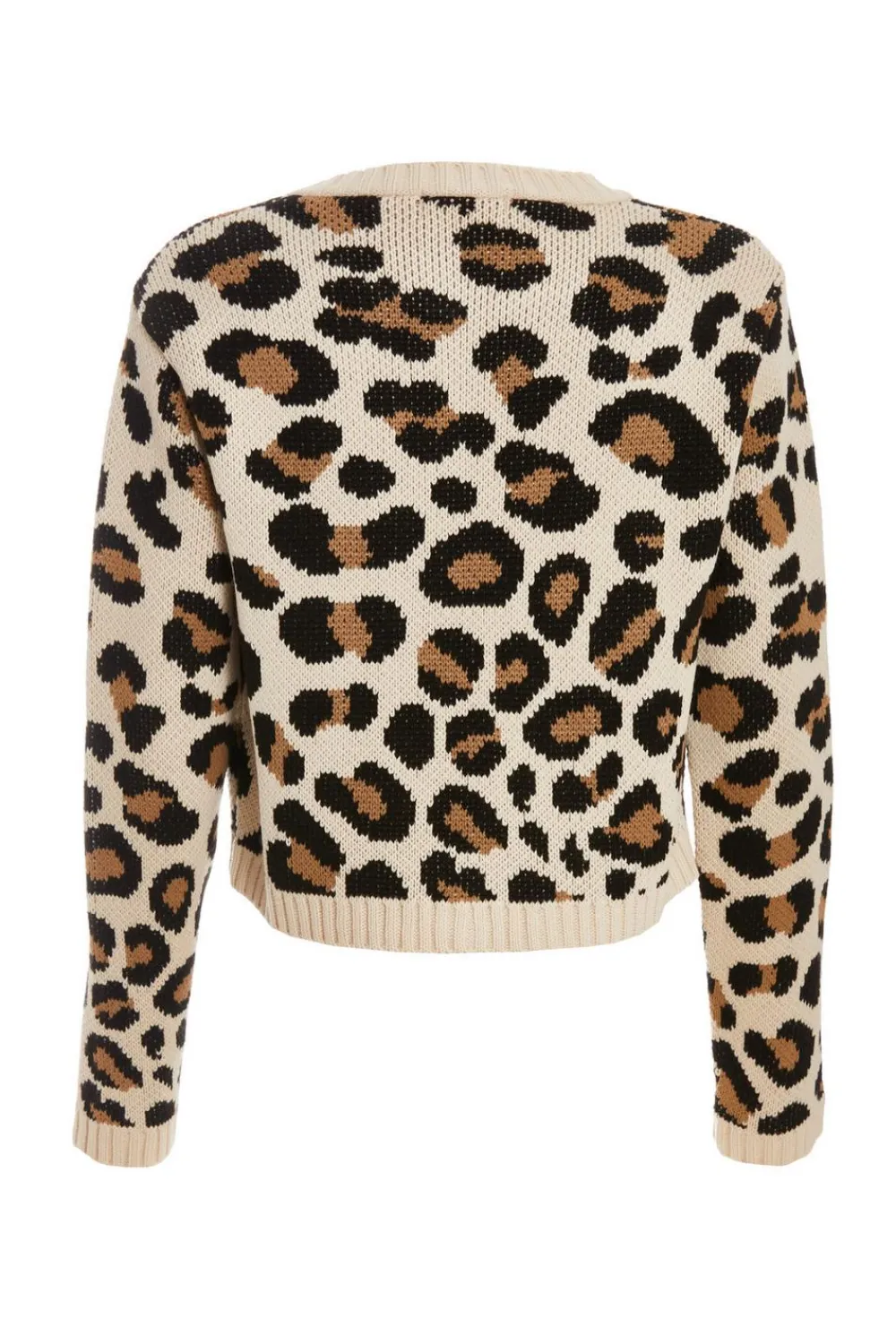 Quiz Casual Clothing>Cream Leopard Print Knit Cardigan