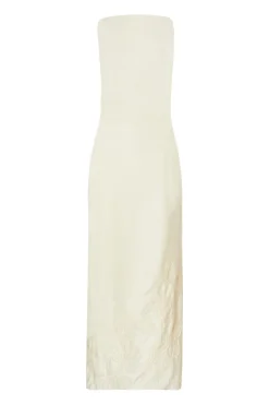 Quiz Summer Clothes|Holiday>Cream Linen Embroidered Midaxi Dress