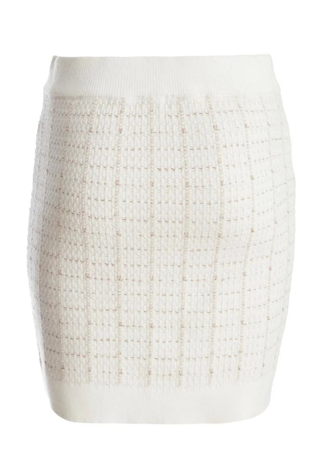 Quiz Skirts|Knitwear>Cream Metallic Knit Skirt