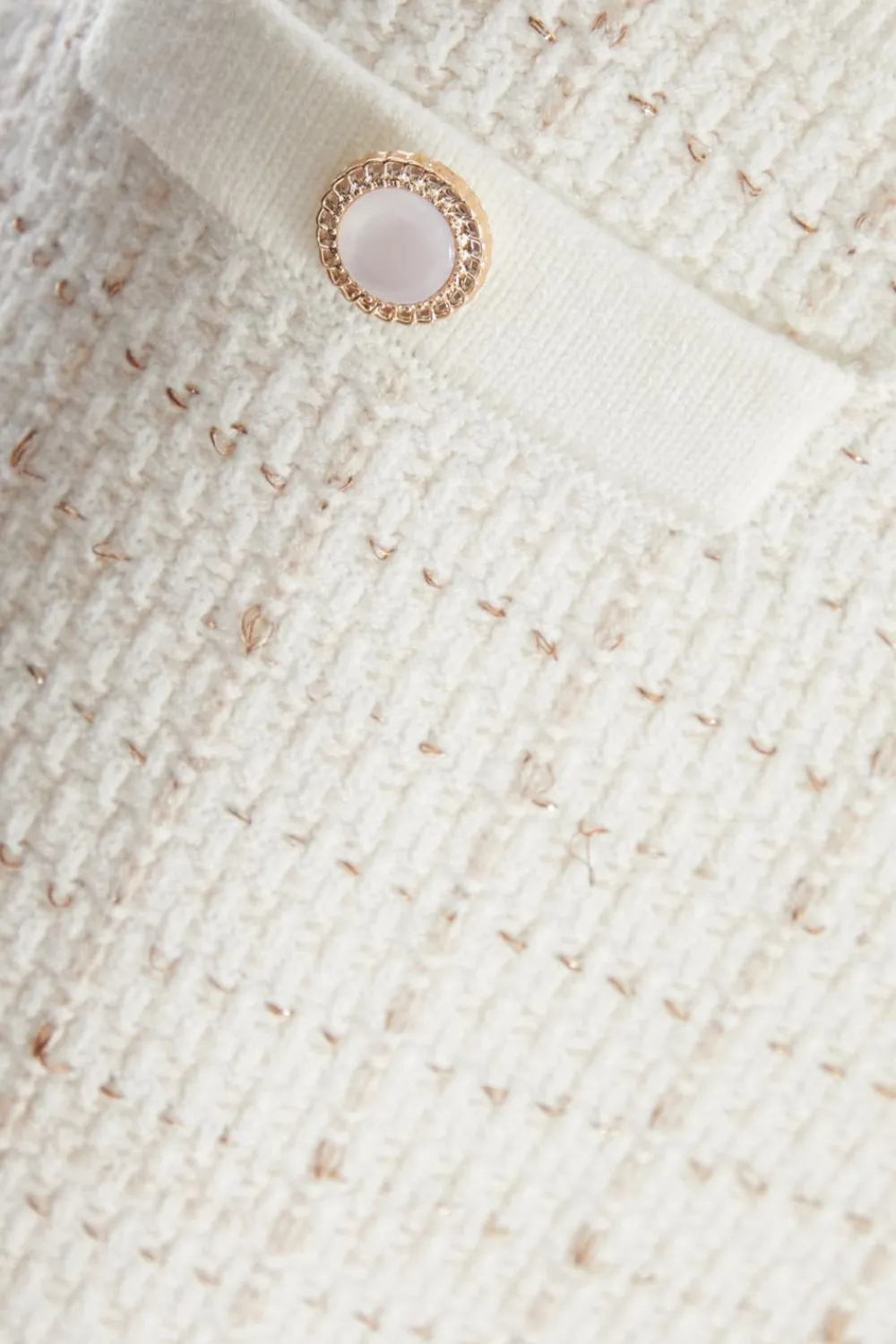 Quiz Skirts|Knitwear>Cream Metallic Knit Skirt