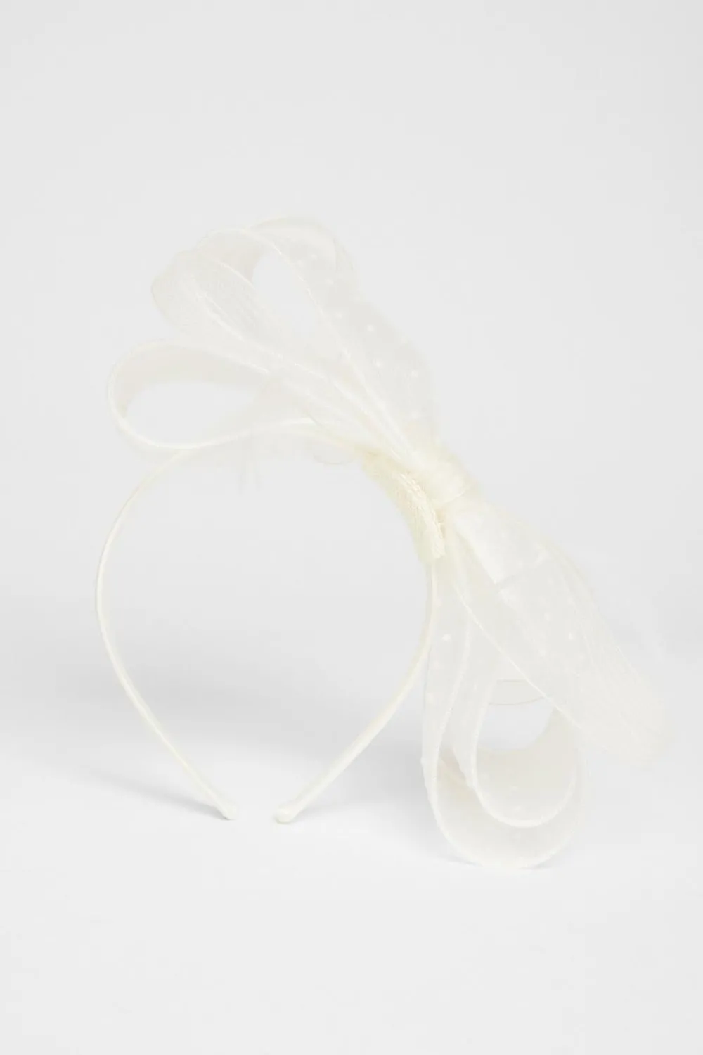 Quiz Wedding Accessories|Hair Accessories>Cream Polka Dot Bow Fascinator