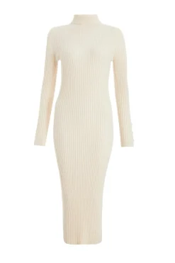 Quiz Everyday Essentials|Casual Clothing>Cream Ribbed Knit Jumper Dress