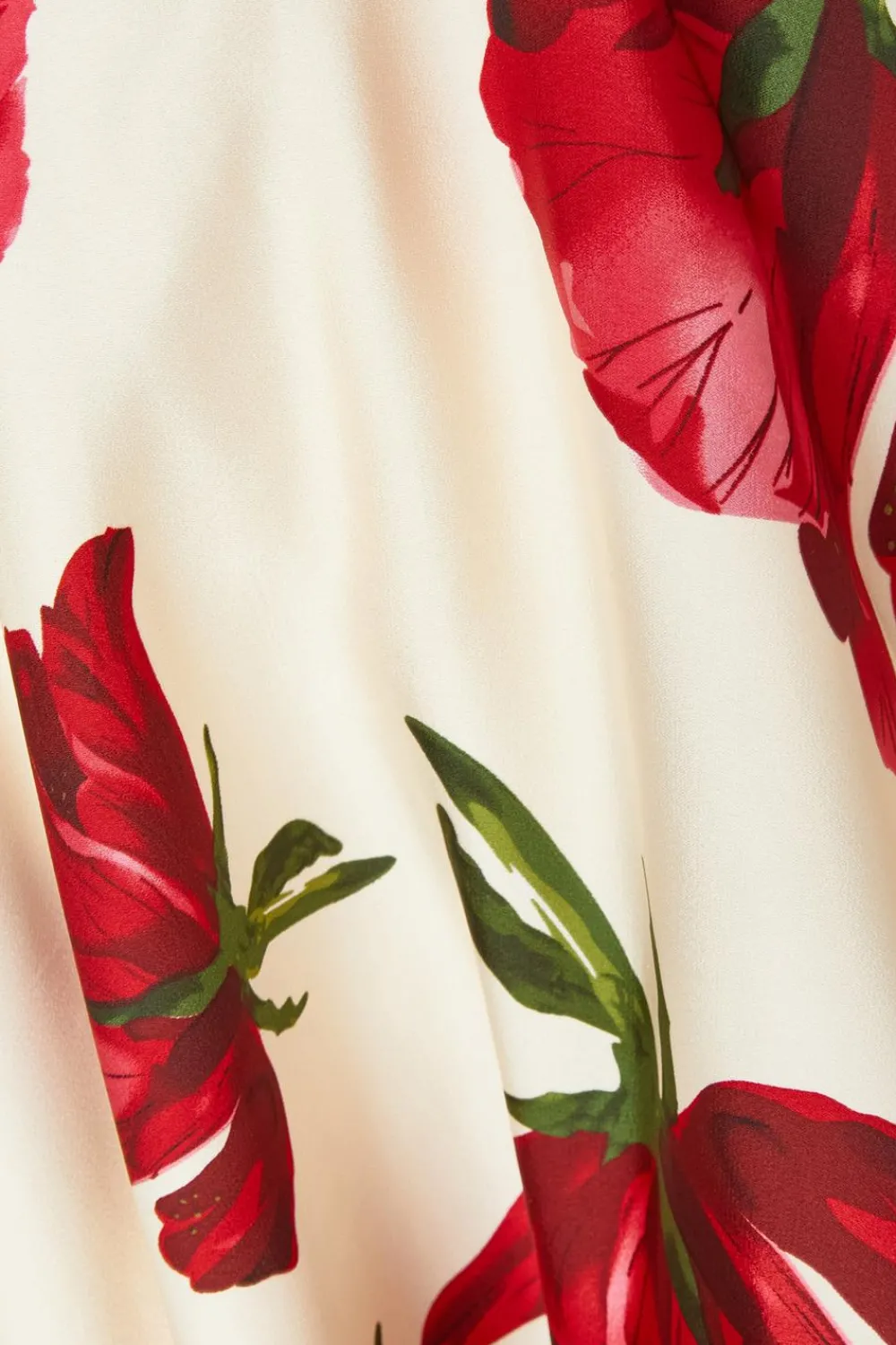 Quiz Day At The Races|Florals>Cream Satin Rose Print Midi Dress