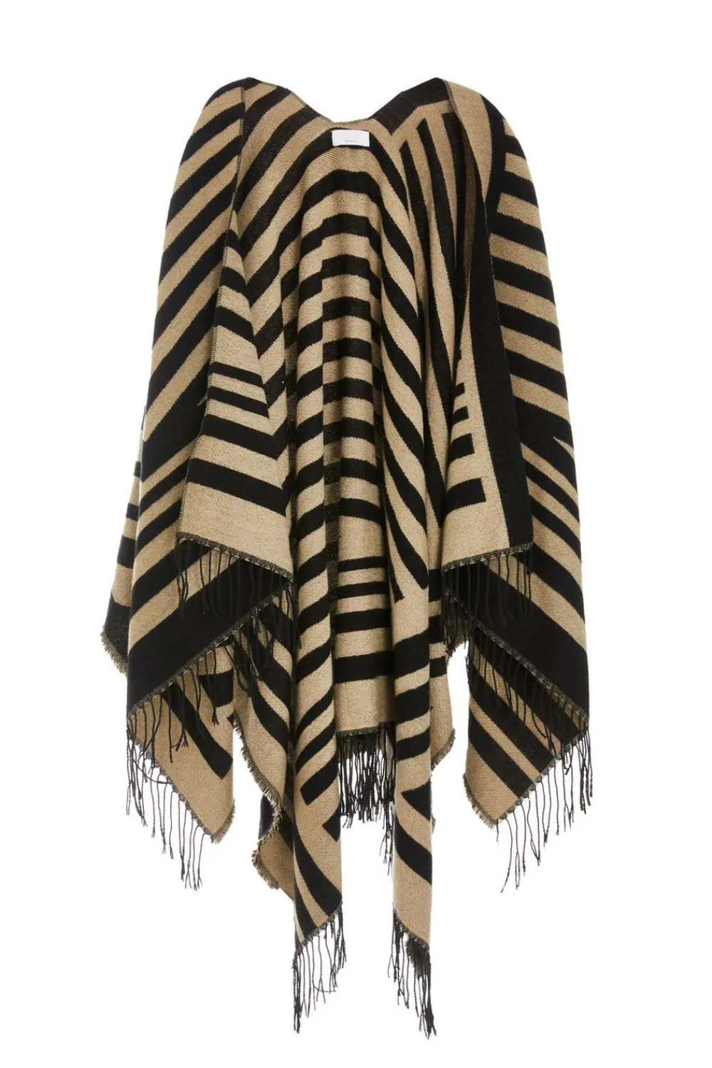 Quiz Capes & Ponchos>Cream Stripe Tassel Cape