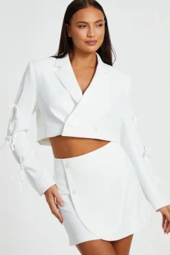 Quiz Summer Clothes|Jackets & Coats>Tie Sleeve Cropped Blazer