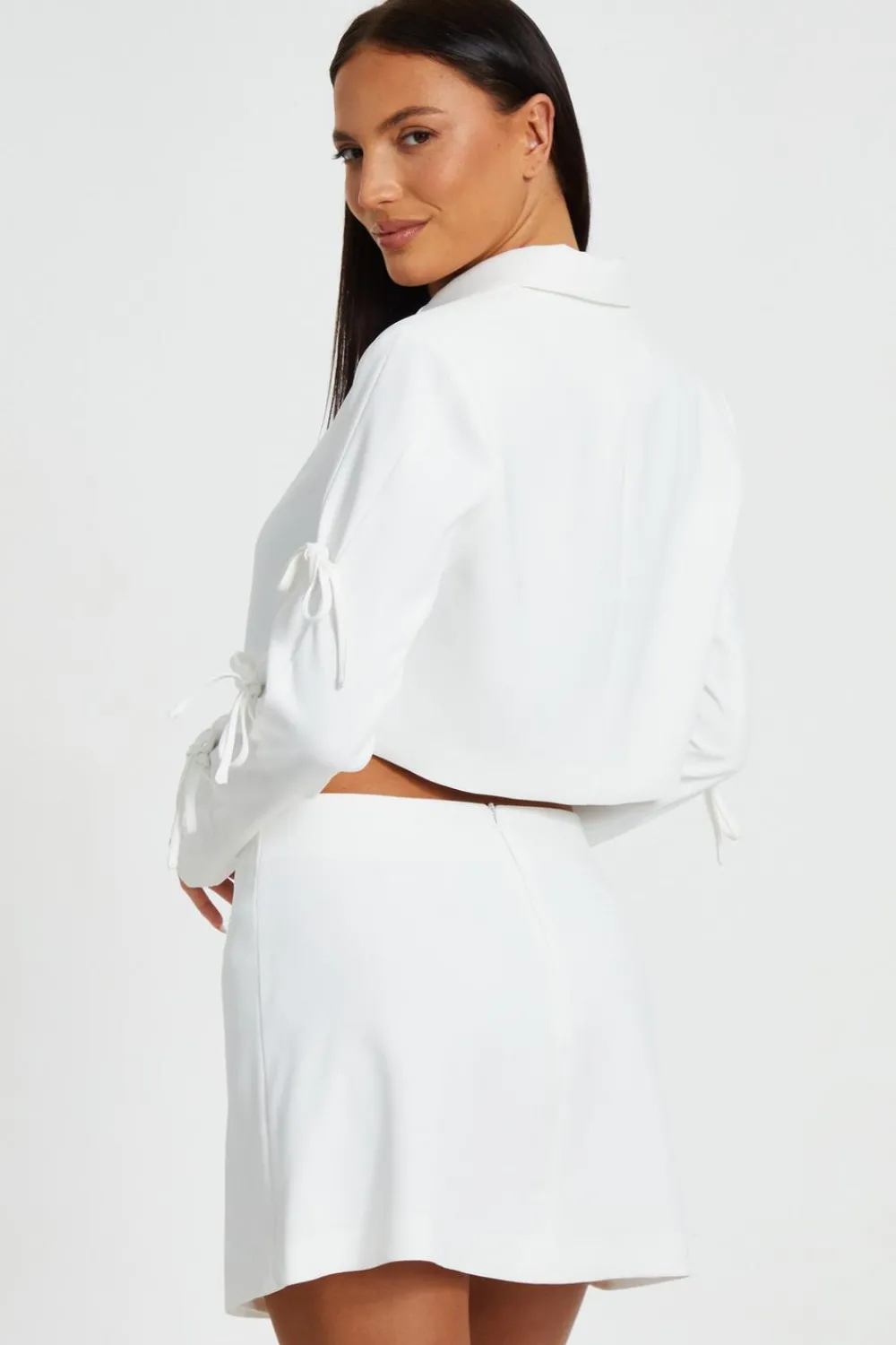Quiz Summer Clothes|Jackets & Coats>Tie Sleeve Cropped Blazer