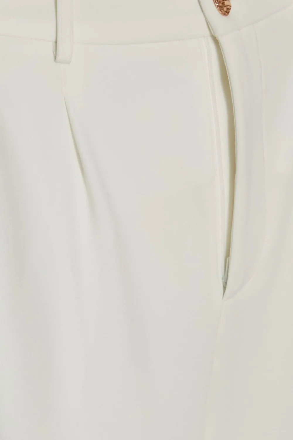 Quiz Workwear|Trousers>Cream Wide Leg Trousers
