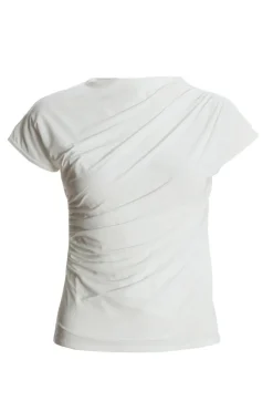 Quiz Summer Tops|Crop Tops>Cream Wrap High Neck Top