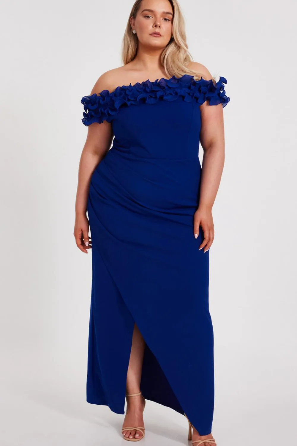 Quiz Prom Dresses|Prom & Ball>Curve Bardot Ruffle Maxi Dress